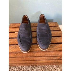 MIKEKONOS made in Italy men's blue suede penny loafers size 10